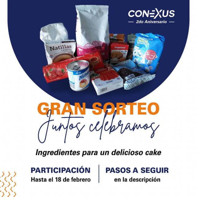 Sorteo❓do. Aniversario✨🎉
¡¡Subimos el nivel!!

Pasos a seguir:

1️⃣ Síguenos en Facebook e Instagram.

2️⃣ Comparte el post en tus historias.

3️⃣ Coméntanos con el número que falta para completar el texto.

Faltan tres días para nuestro cumpleaños: ❓años ya. Distribuimos paquetería internacional proveniente de ❓ países. 𝐂𝐎𝐍𝐄𝐗𝐔𝐒 es el sueño de ❓ jóvenes emprendedores.

Facilísimol!!! En las publicaciones encontrarás la respuesta🧐

Premio 🥰✨🎉
Ingredientes para un delicioso cake🎂

Daremos a conocer el ganador el sábado 1️⃣7️⃣ de febrero.

Gracias por participar y suerte a todos!!!!!

#Conexus #nosmantieneunidos 
.
.
.
#conexus #sorteo #enviosacuba #envíosparacuba